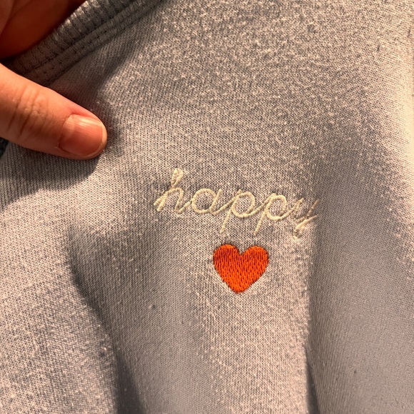 PJ Salvage blue happy pullover with preppy red stripe cuffs - Picture 3 of 5